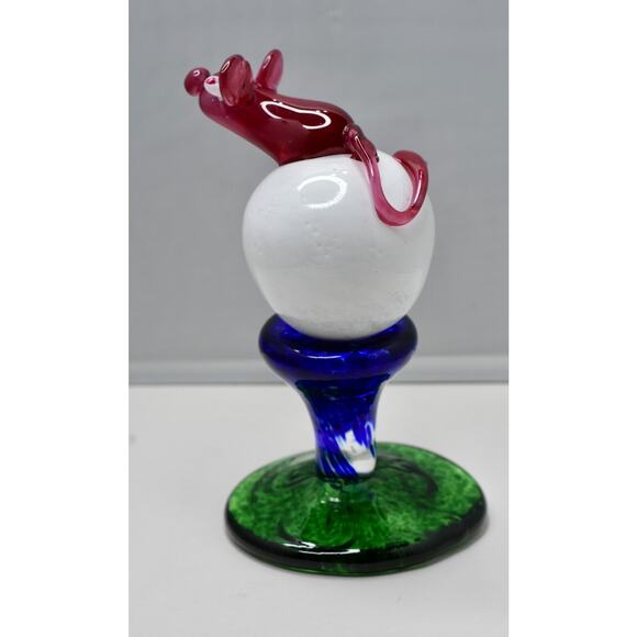 Austin Norvell Hand Blown Art Glass Mouse on Golf Tee Figurine Sculpture - Picture 11 of 16